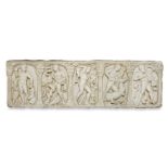 An Italian carved white marble figural relief depicting five of the Labours of Hercules In the an...