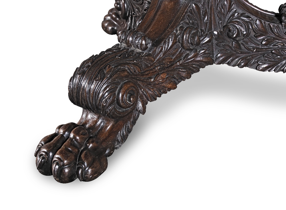 A George IV carved rosewood breakfast or centre table attributed to Gillows 1825-1830 - Image 3 of 3