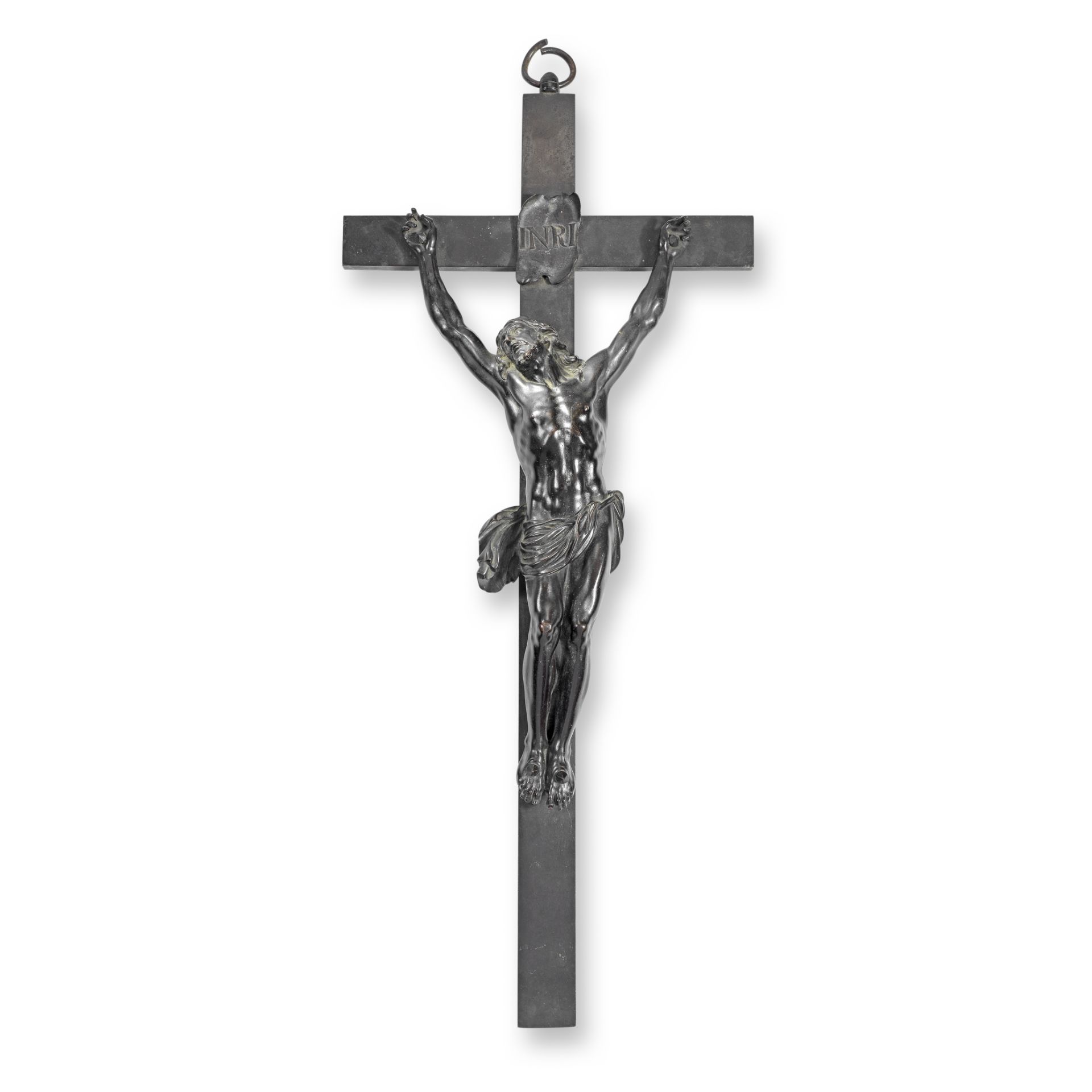 A large patinated bronze Corpus Christi and cross In the manner of Alessandro Algardi (1595-1654...