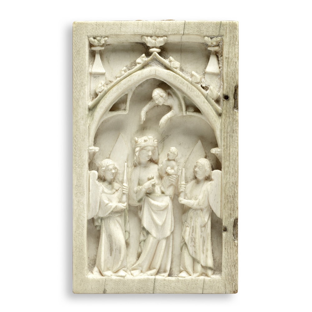 A rare 14th century French carved ivory diptych Circa 1330-1350, probably Paris - Image 2 of 4