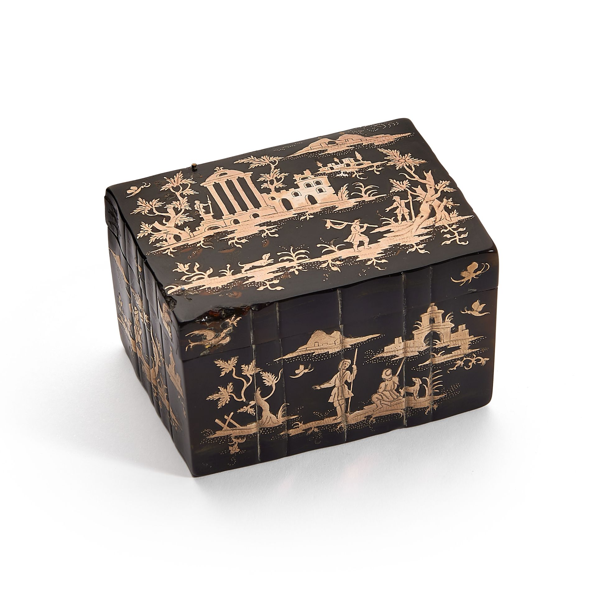 A mid-18th century Italian tortoiseshell and gold inlaid piqu&#233; snuff box Neapolitan, circa ...