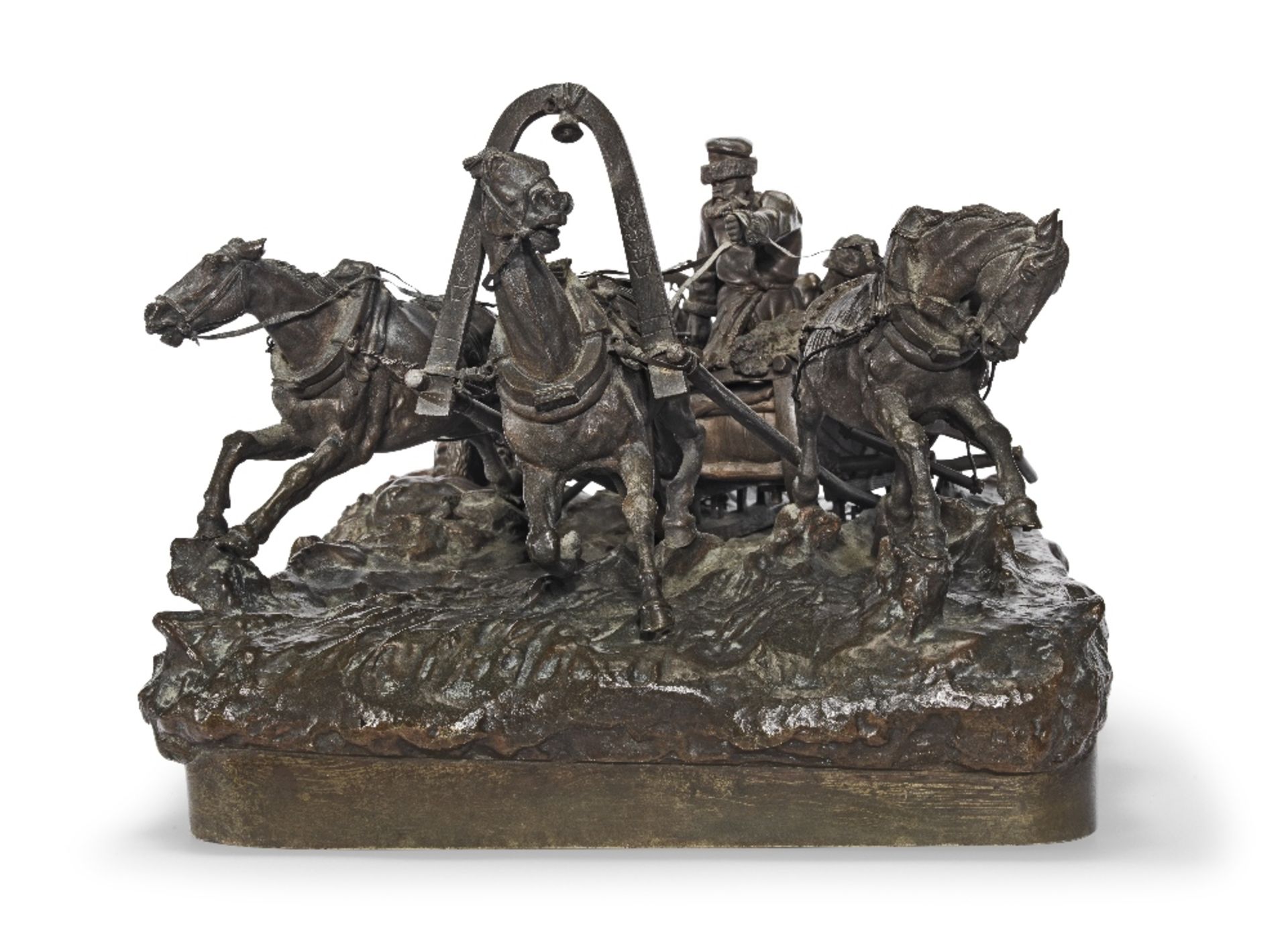 Vassili Yacovlevitch Grachev (Russian, 1831-1905): A patinated bronze figural group of a troika p... - Image 4 of 7