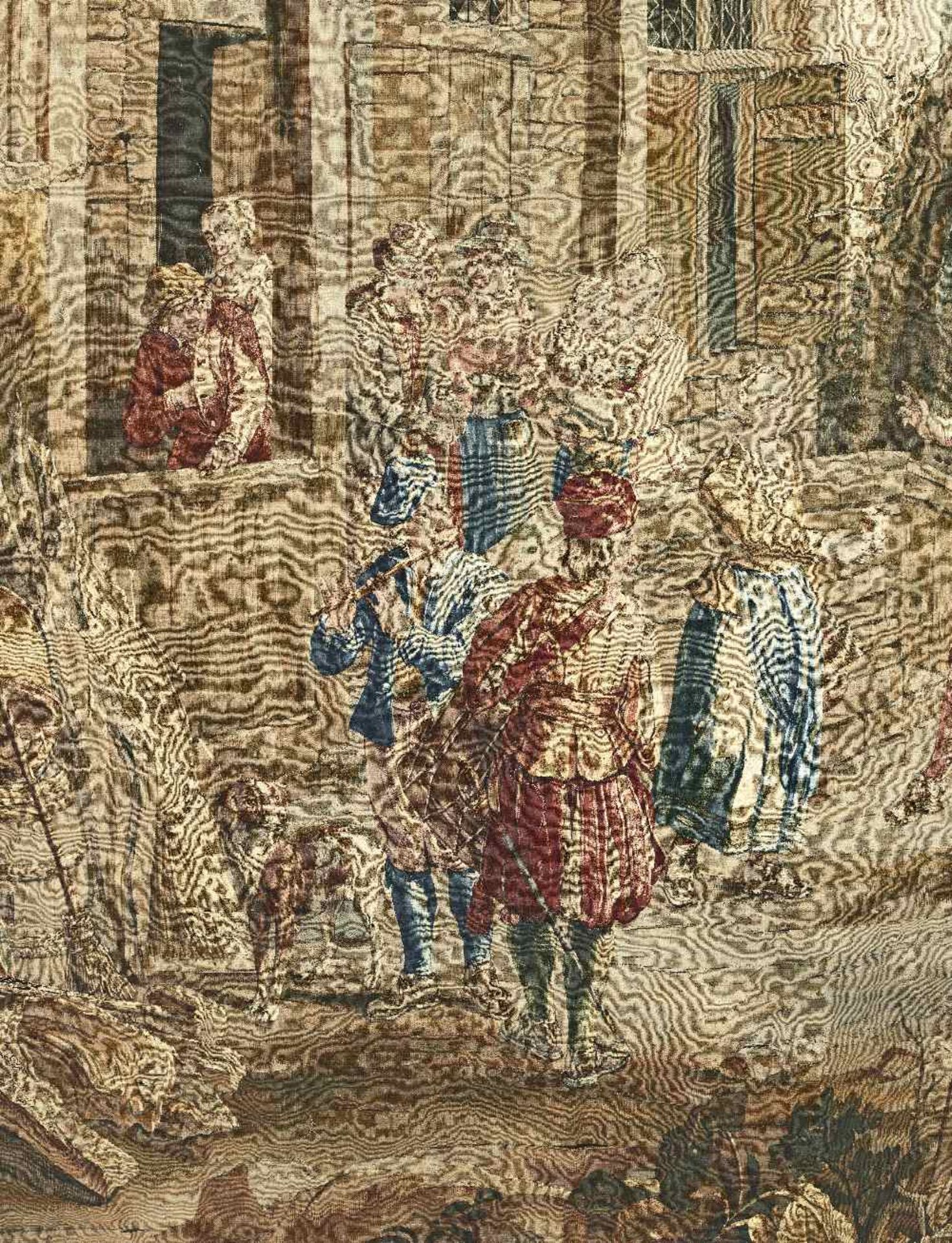 An impressive genre tapestry depicting 'The Procession of the Fat Ox' Flemish, circa 1730, after... - Image 2 of 4