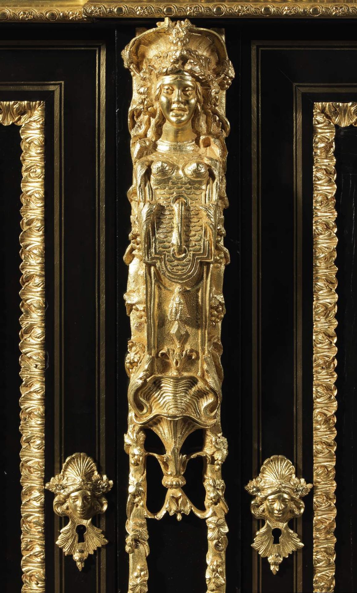 A Napoleon III ormolu and hardstone mounted ebony and ebonised buffet a hauteur d'appui or side c... - Image 5 of 7