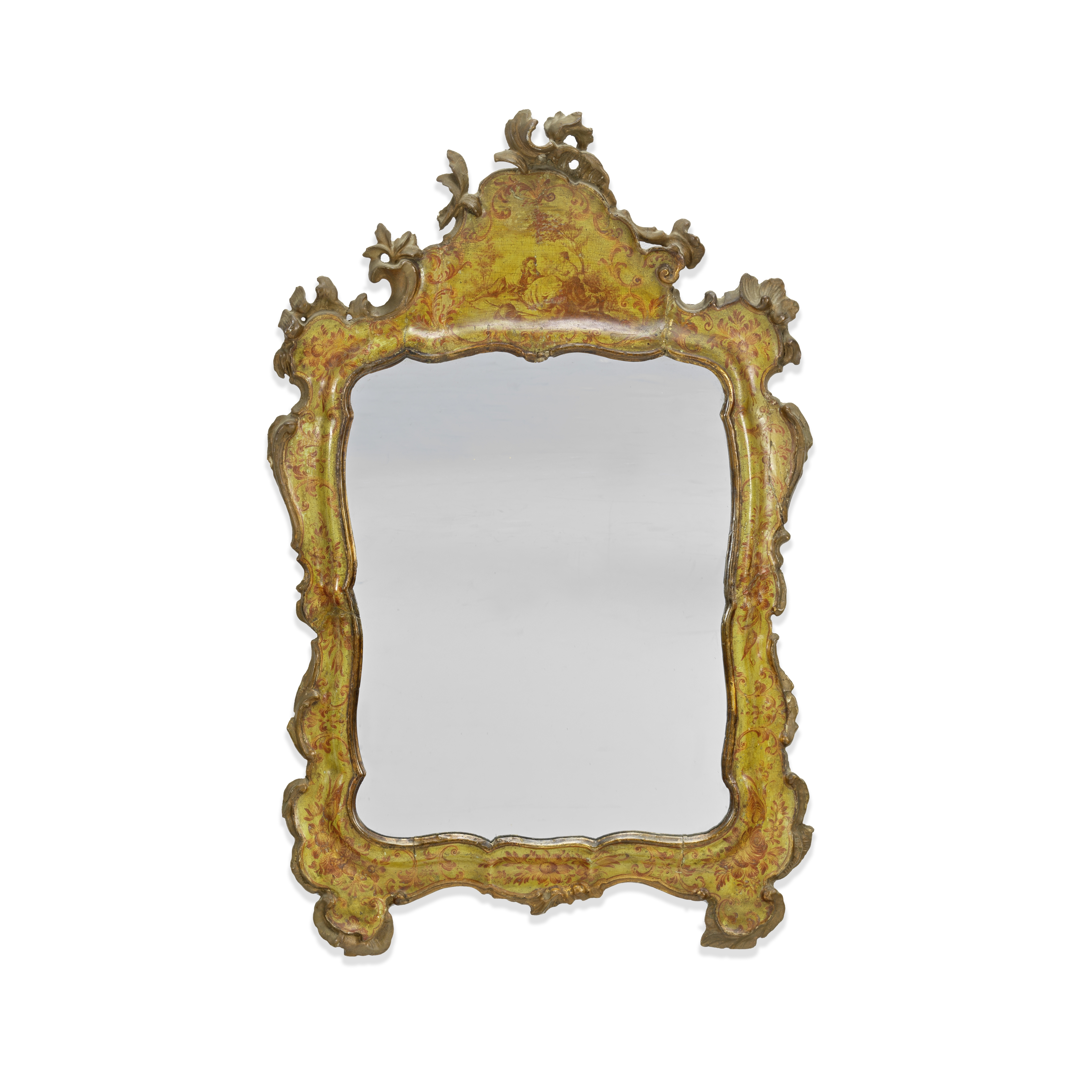 An Italian second half 18th century 'lacca' and parcel gilt mirror Venetian