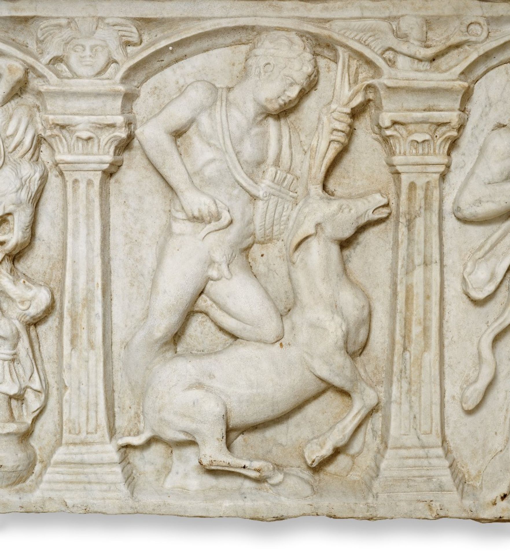 An Italian carved white marble figural relief depicting five of the Labours of Hercules In the an... - Bild 4 aus 5