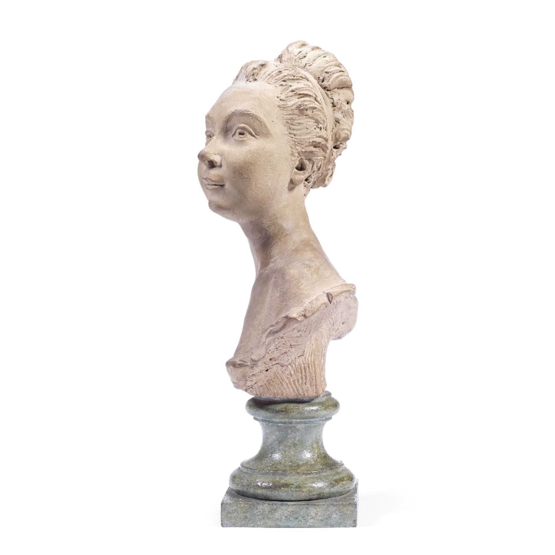 Manner of Augustin Pajou (French, 1730-1809): A sculpted terracotta bust of a young lady Perhaps... - Image 2 of 4