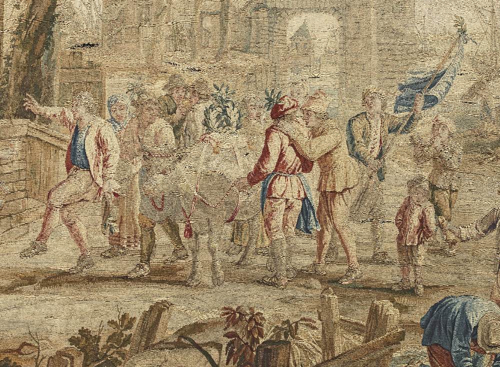 An impressive genre tapestry depicting 'The Procession of the Fat Ox' Flemish, circa 1730, after... - Image 4 of 4