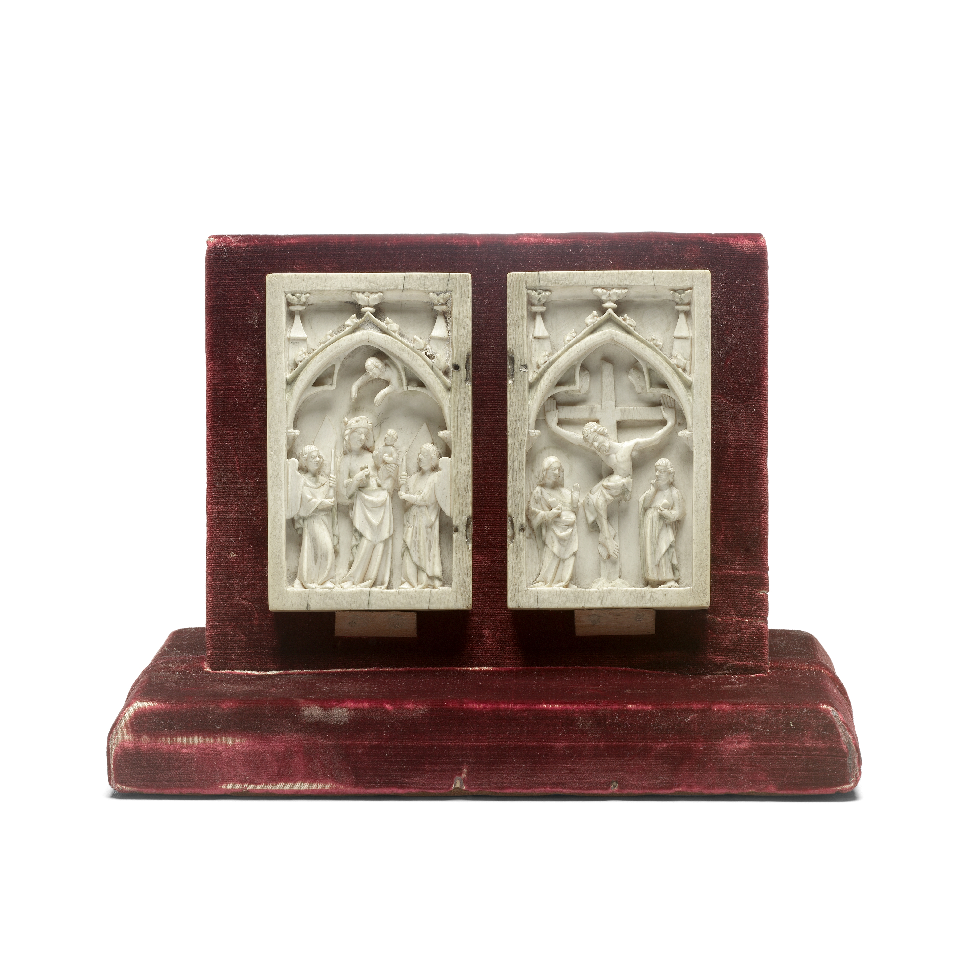 A rare 14th century French carved ivory diptych Circa 1330-1350, probably Paris