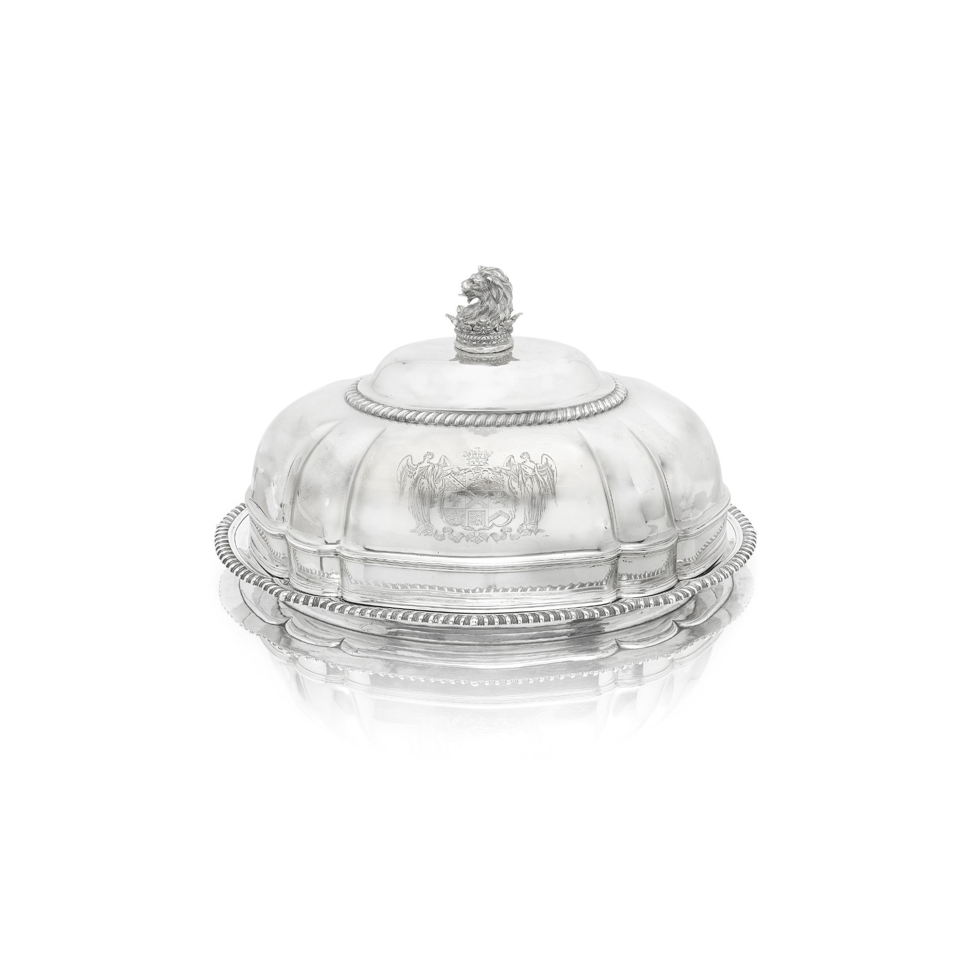 An impressive George IV silver meat dish and cover with mazarine Robert Garrard, London, base 18...