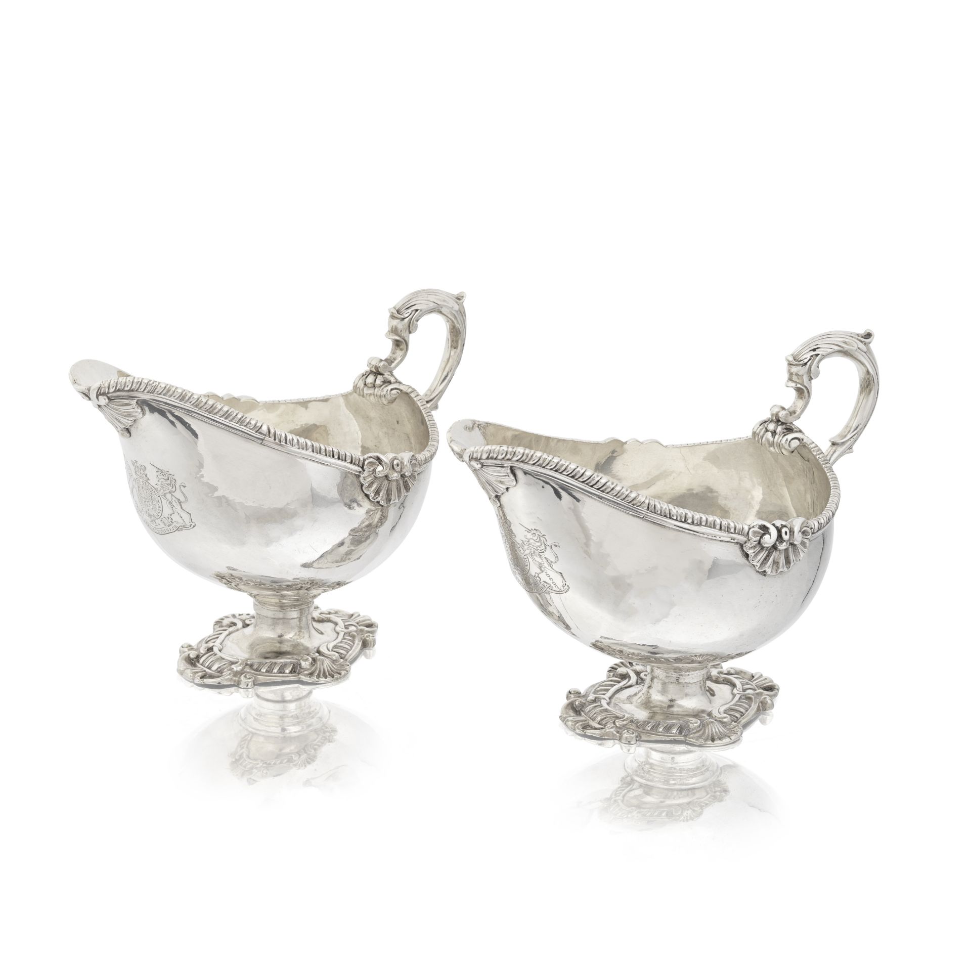 A pair of George III Royal silver sauceboats William Fountain, London 1806, also engraved 'EDC'...