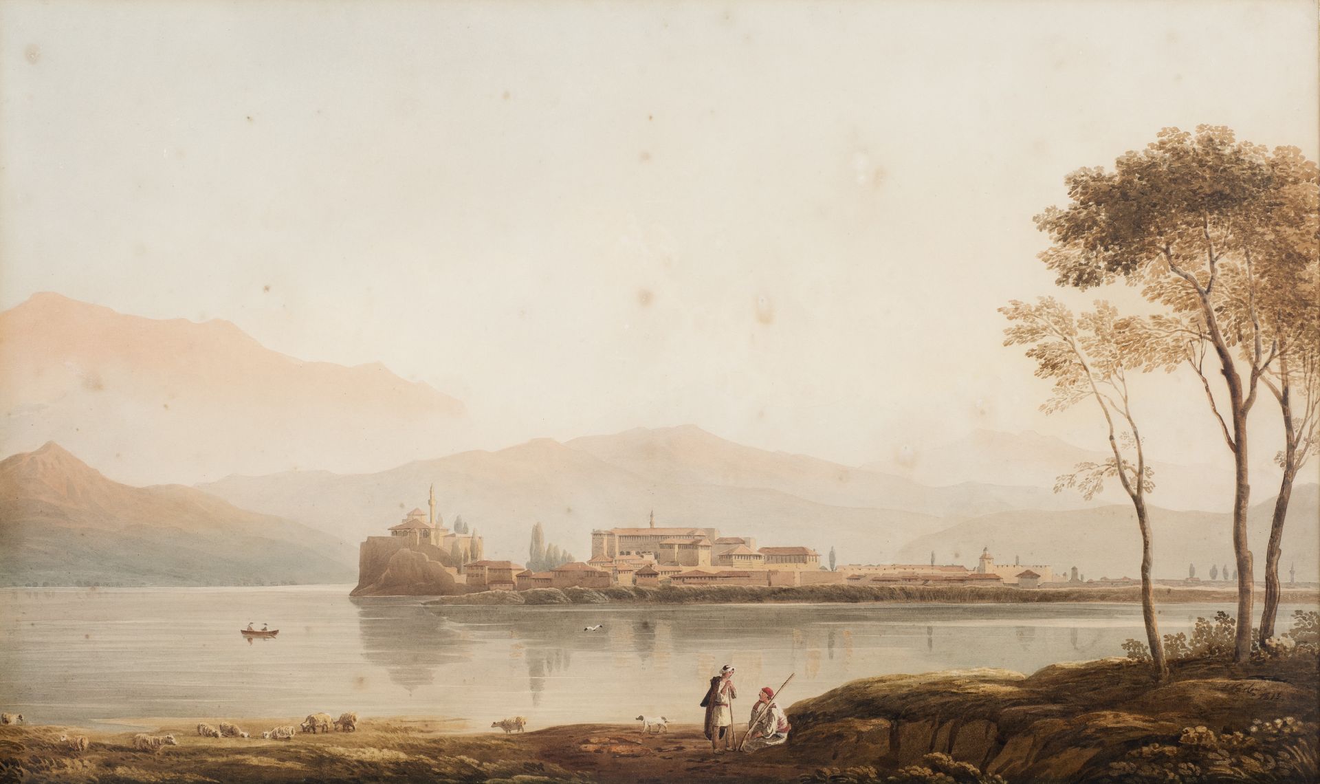 John Varley I (British, 1778-1842) Vue de Joannina (signed and dated (lower right) watercolour on...