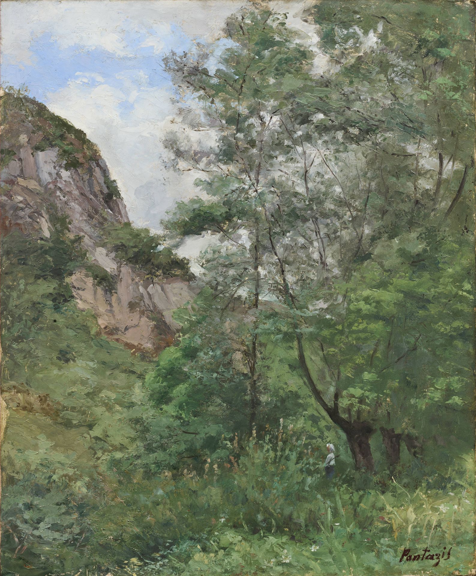P&#233;ricl&#232;s Pantazis (Greek, 1849-1884) Rocher d'Anseremme (signed (lower right)oil on ca...