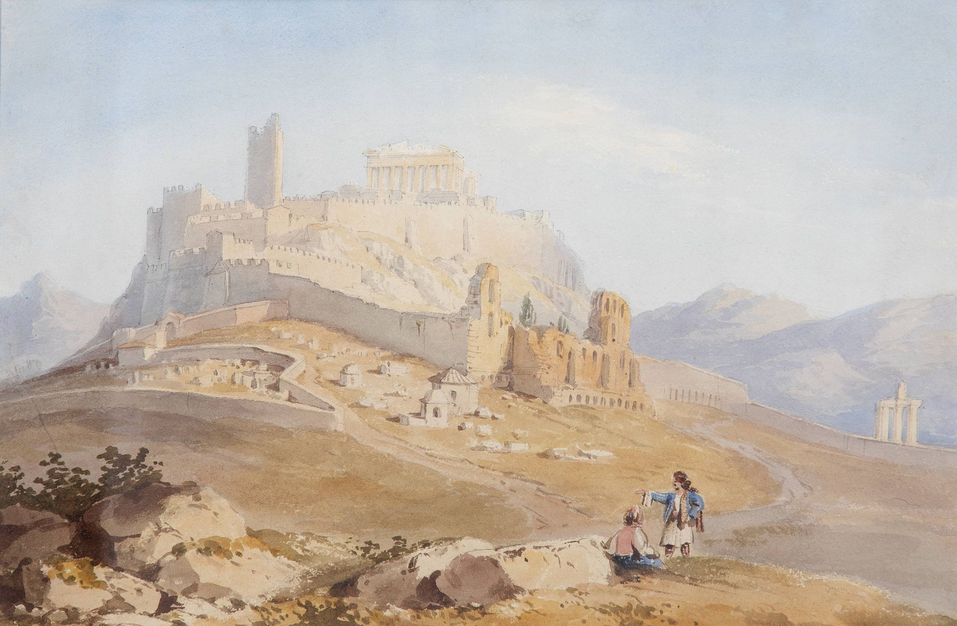 Attributed to William Page (British, 1794-1872) Vues d'Acropole, Ath&#232;nes; une paire 51 x 72,... - Image 3 of 3