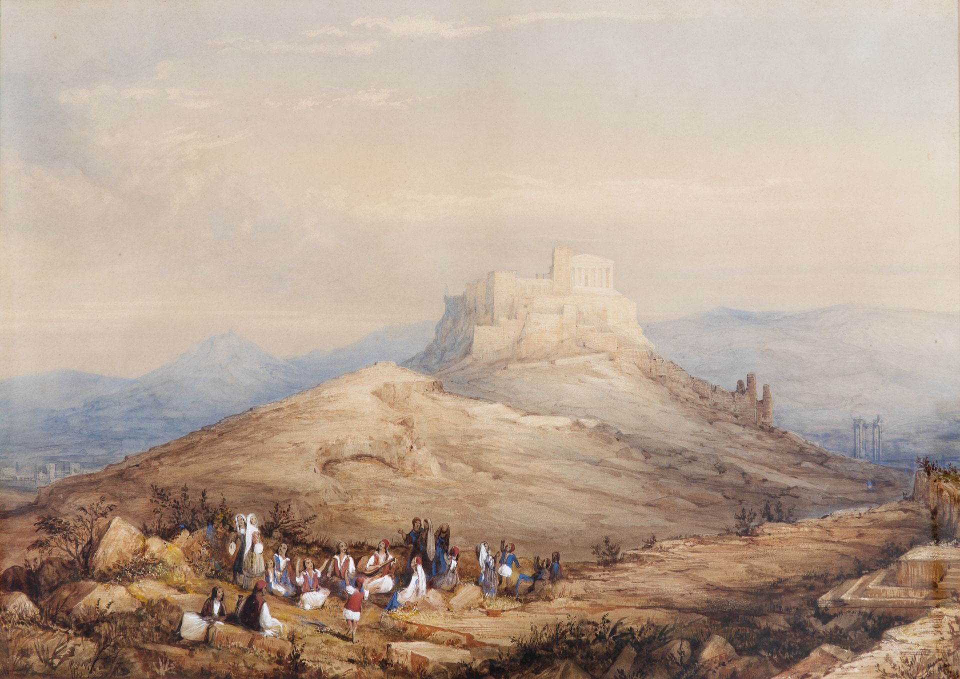 Attributed to William Page (British, 1794-1872) Vues d'Acropole, Ath&#232;nes; une paire 51 x 72,...