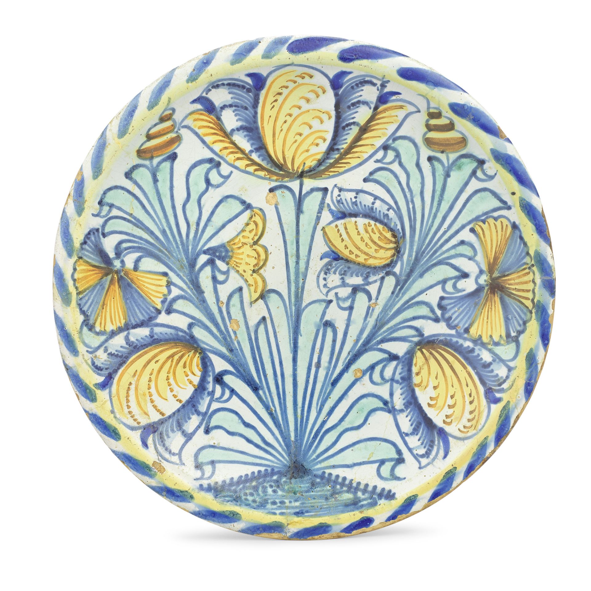 A London delftware tulip charger, circa 1680-90