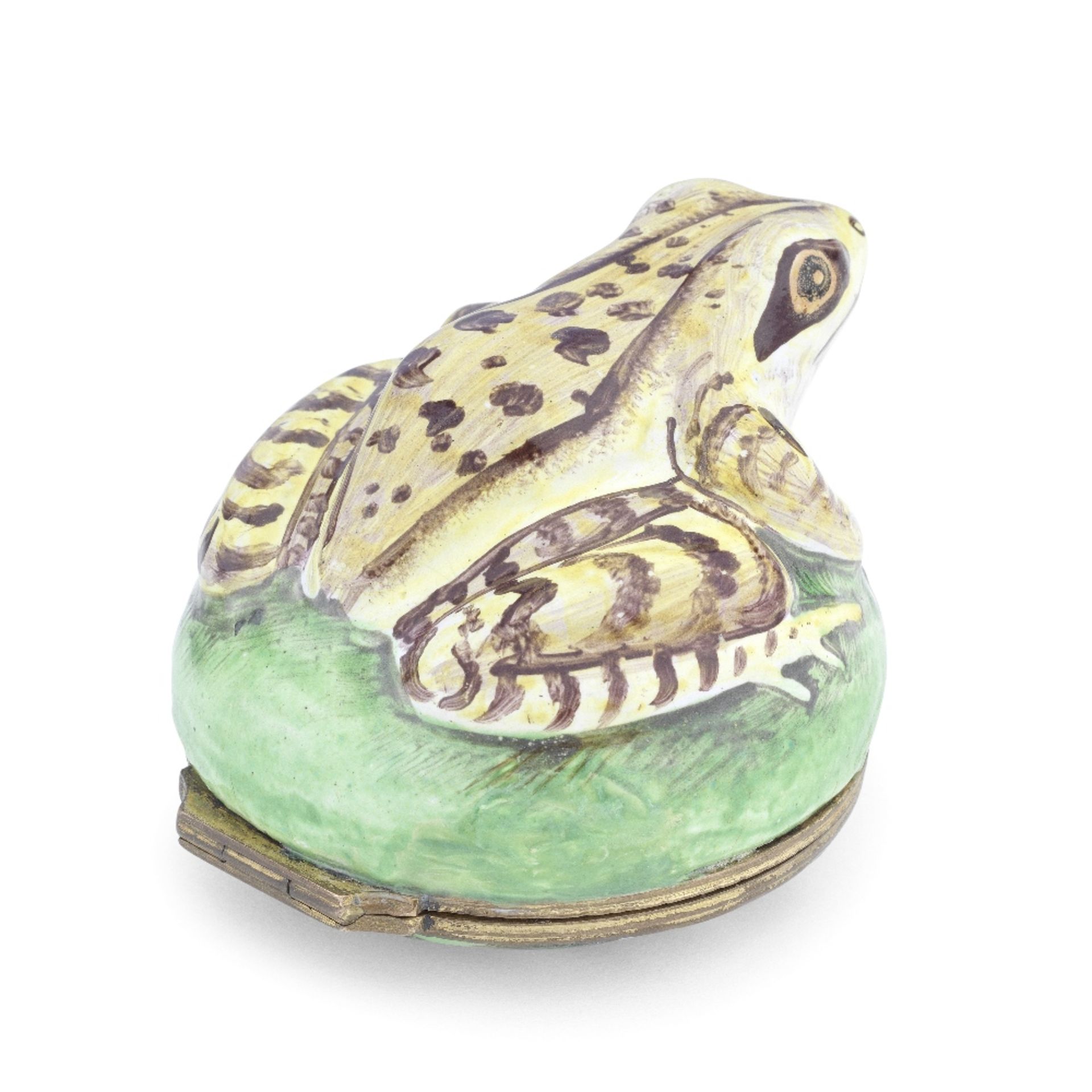 A Birmingham or South Staffordshire enamel frog bonbonni&#232;re, circa 1770 - Image 2 of 2