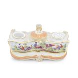 A Flight and Barr Worcester inkstand with two liners, pounce pot and one cover, circa 1800-05