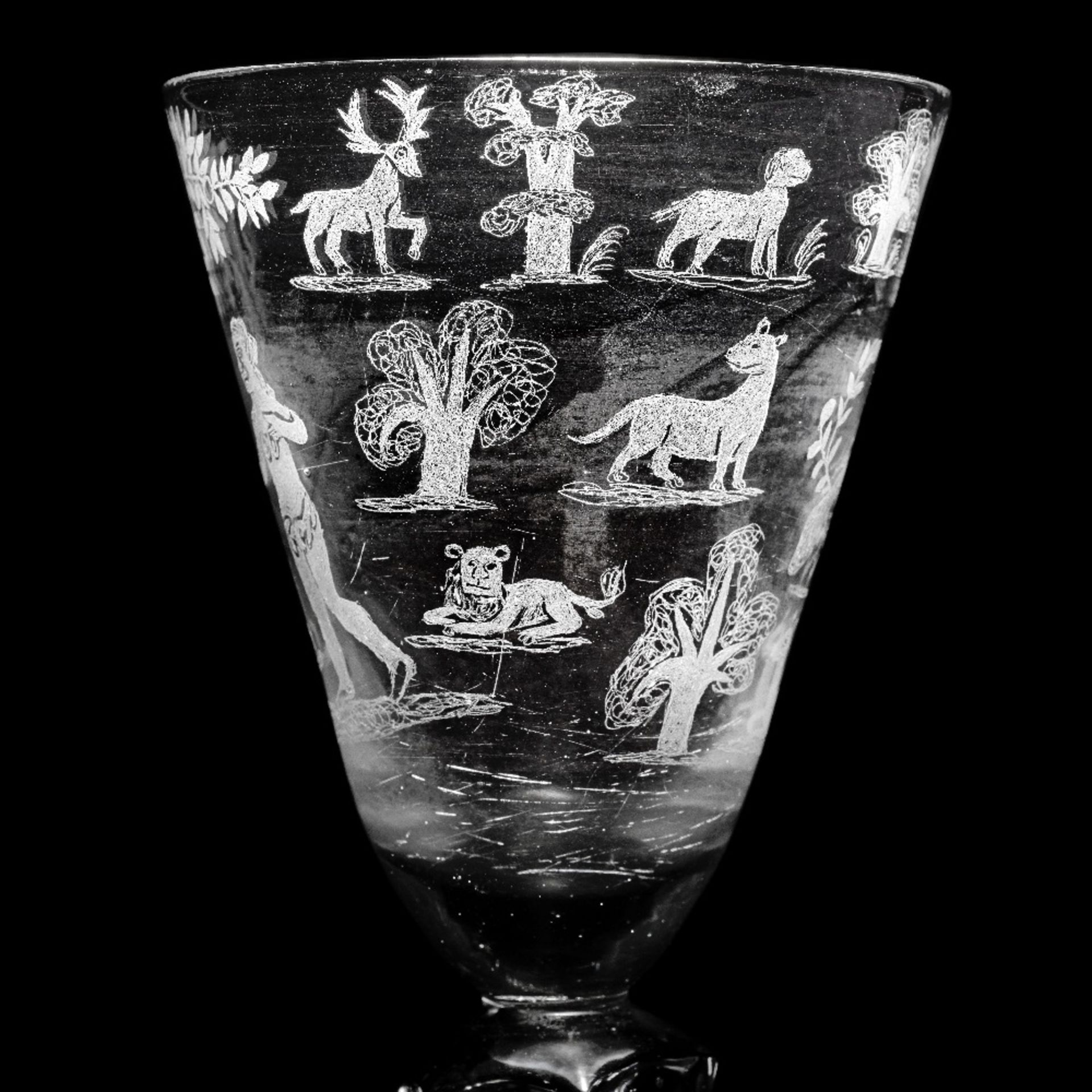 A highly important engraved 'Adam and Eve' marriage goblet, dated 1714 - Image 3 of 5