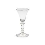 A cylinder-knopped baluster wine glass, circa 1720