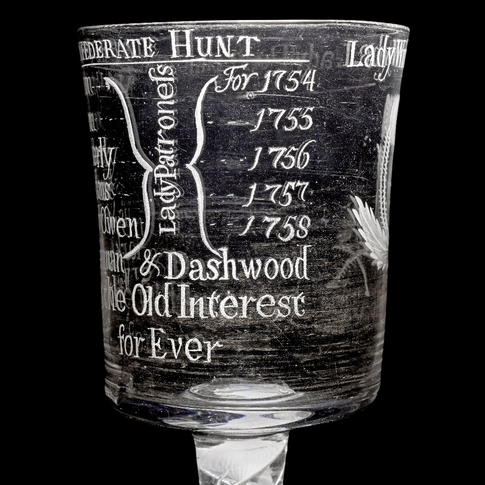 The Wynnstay Cup: an important Jacobite engraved ceremonial goblet, circa 1759-60 - Image 3 of 3
