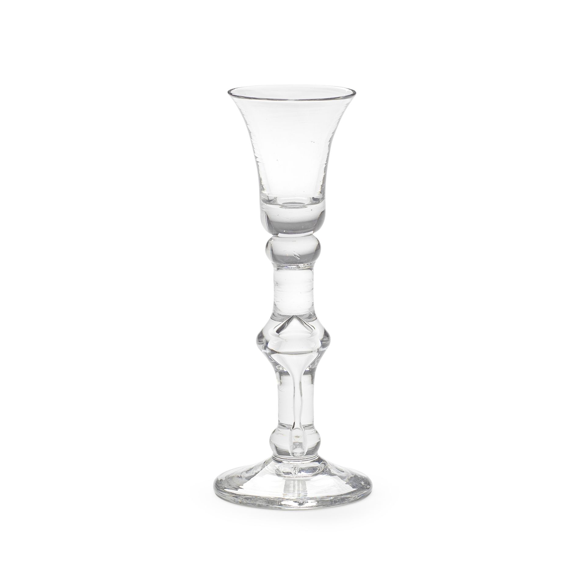 A baluster cordial glass, circa 1720-30