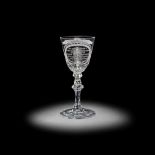 A very rare Dutch engraved facet-cut baluster 'Orangist' goblet, dated 1788