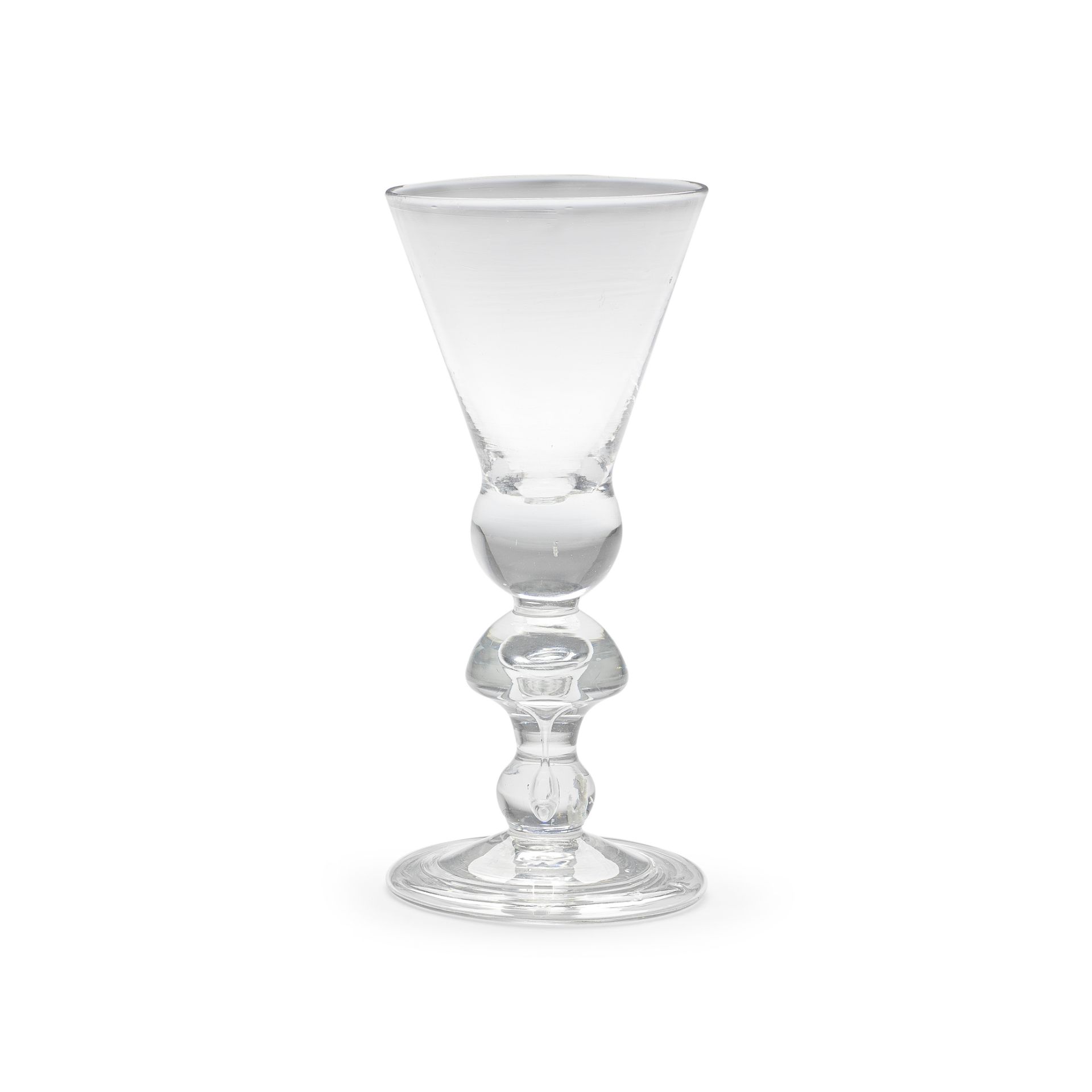 A good heavy baluster wine glass, circa 1710-15