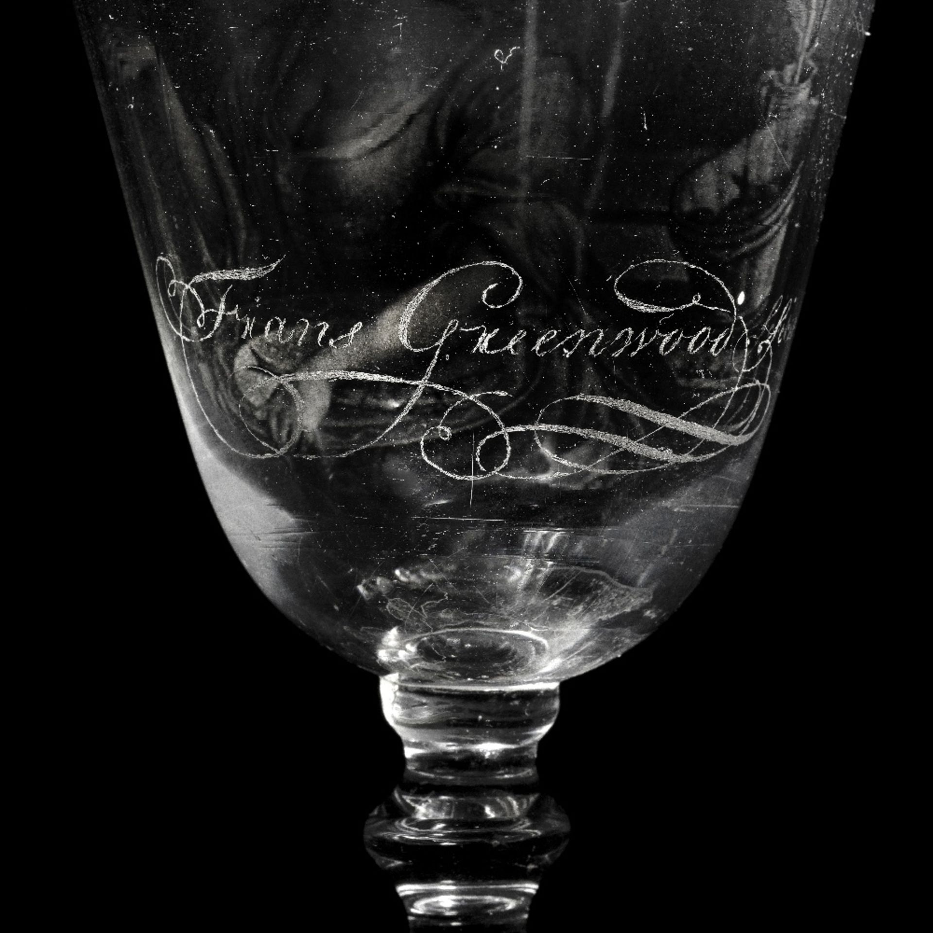 A very rare Dutch stipple-engraved light baluster goblet by Frans Greenwood, circa 1744 - Image 3 of 3