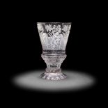 A fine and rare Silesian engraved footed beaker, Hermsdorf, circa 1725