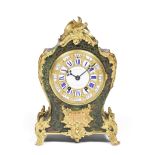 A rare third quarter of the 19th century French boulle-inlaid, gilt brass-mounted mantel clock on...