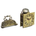 A late 17th century quarter repeating table timepiece movement and dial, together with a repousse...