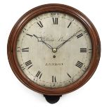 A late 18th Century mahogany wall timepiece with 14-inch silvered dial and wooden bezel William B...