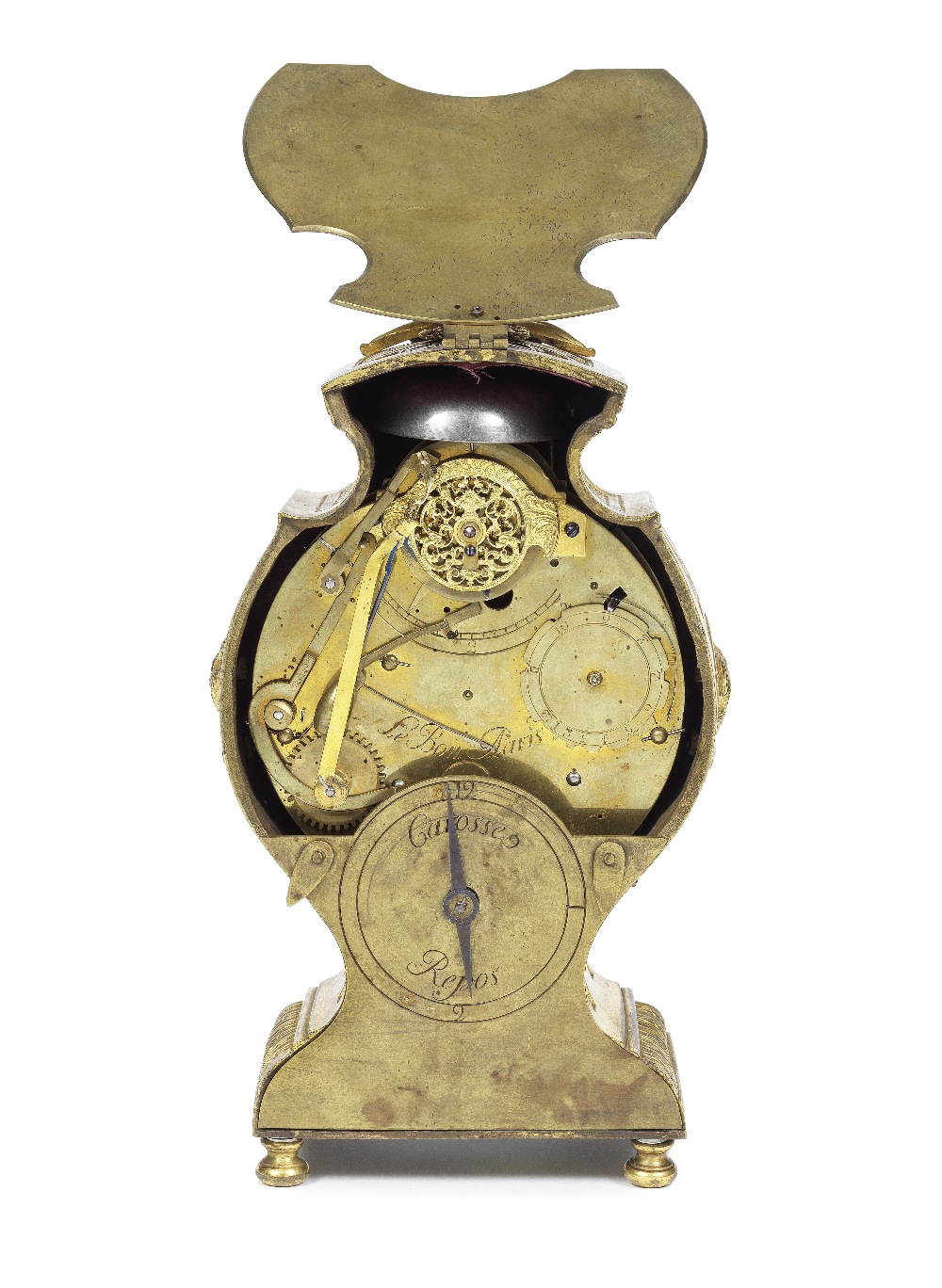 An exceptionally rare and very fine early 18th century French ormolu travelling clock with choice... - Image 2 of 5