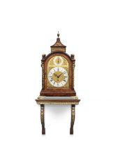 An early 19th century and later mahogany quarter chiming bracket clock with associated wall brack...