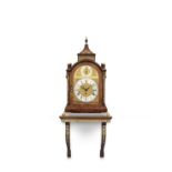 An early 19th century and later mahogany quarter chiming bracket clock with associated wall brack...