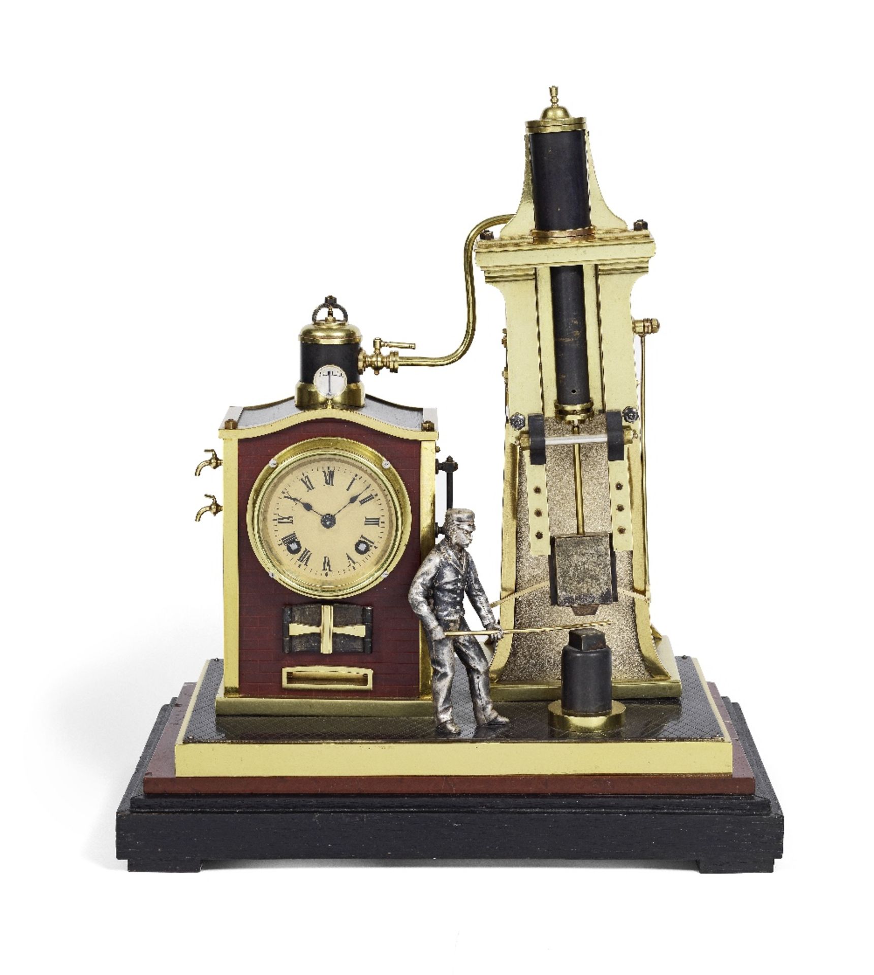 A very rare late 19th century French industrial automata 'steam hammer' novelty clock. 'The Found... - Bild 3 aus 3