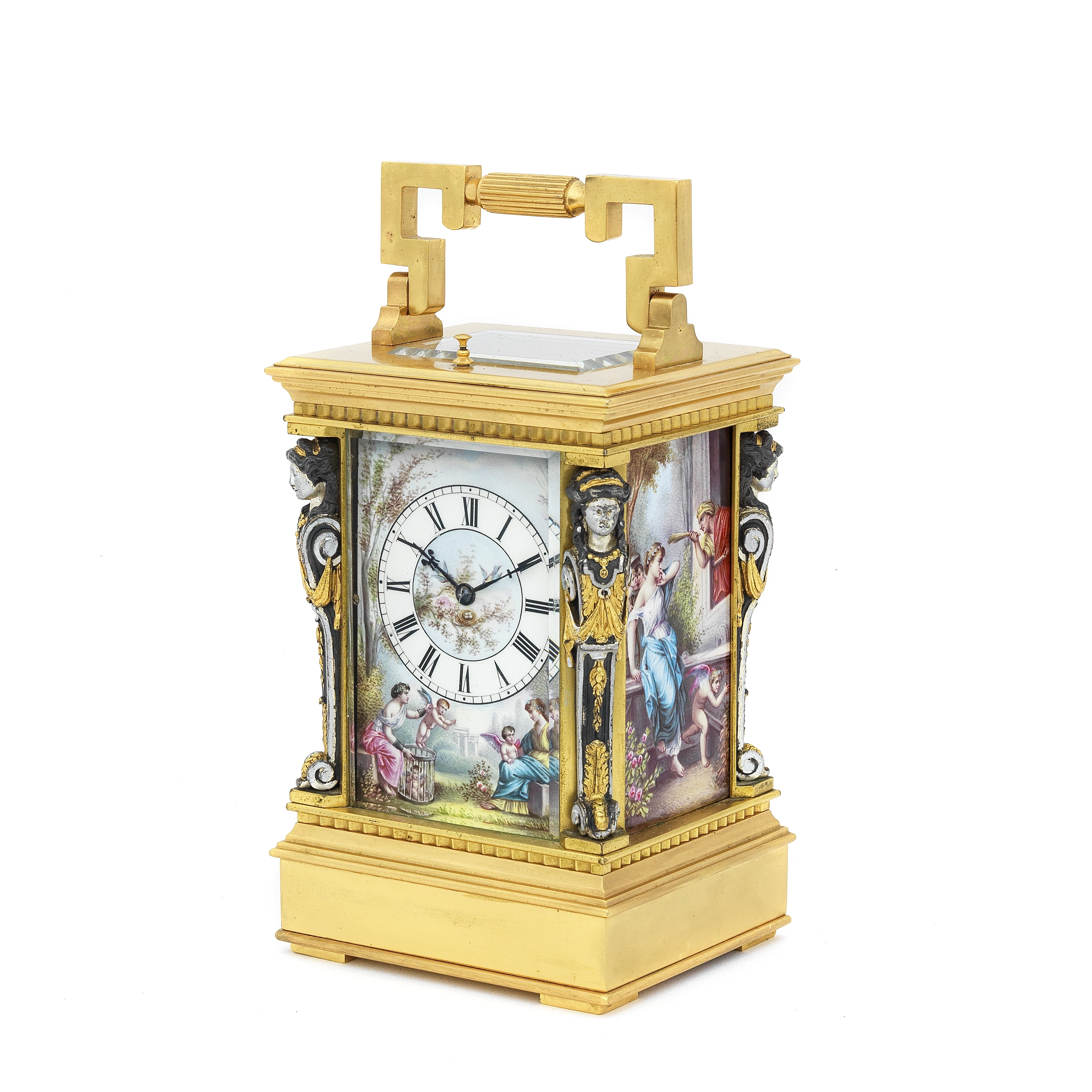 A fine and rare late 19th Century French porcelain-panelled Carriage clock Victor Reclus, Paris