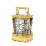 A fine and rare late 19th Century French porcelain-panelled Carriage clock Victor Reclus, Paris