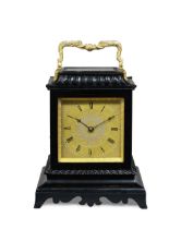 A good mid-19th century ebonised travel clock with trip repeat Arnold and Frodsham, 84 Strand Lon...