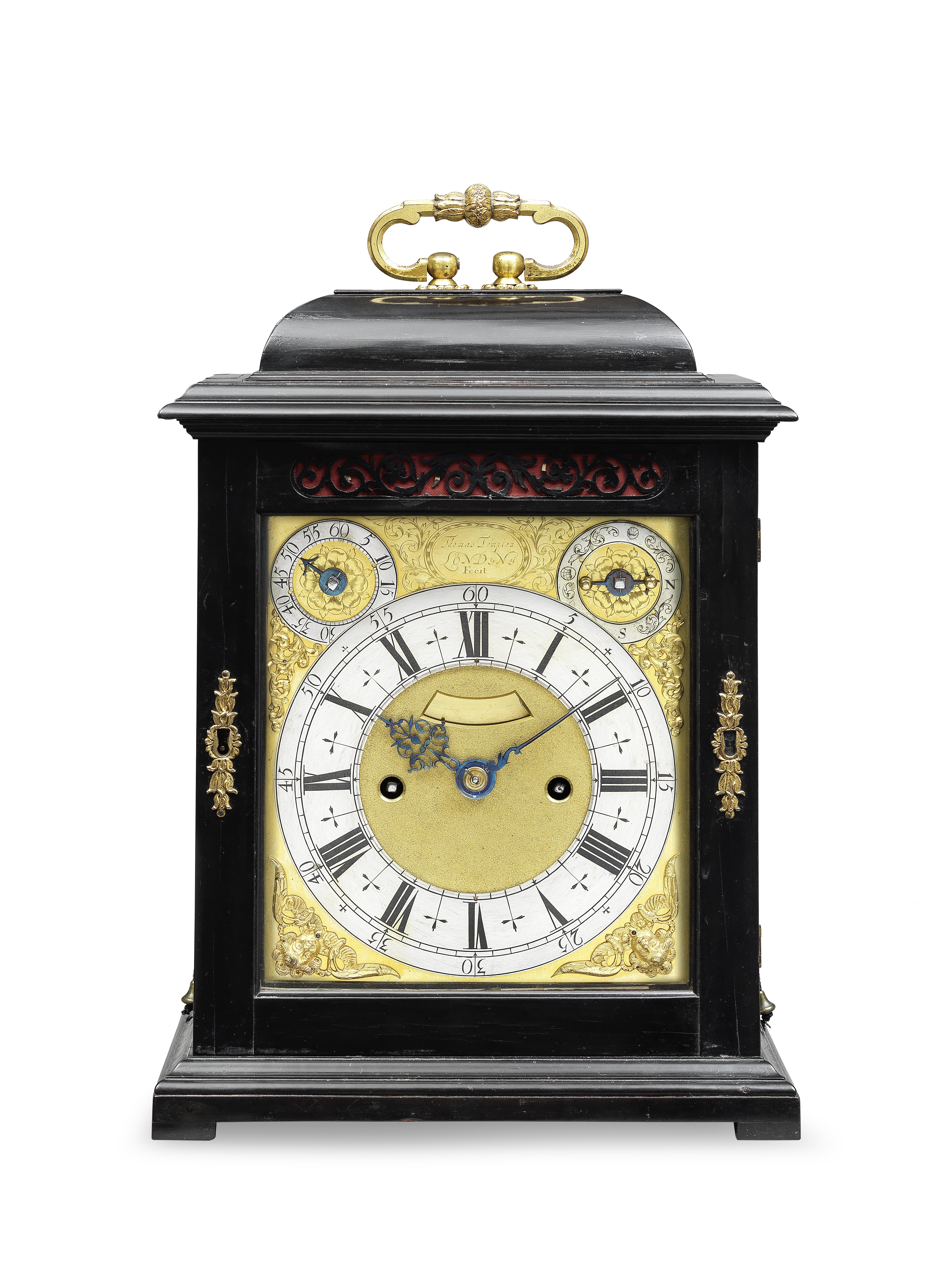 A FINE AND RARE LATE 17TH CENTURY 'PHASE TWO' EBONY CASED QUARTER REPEATING STRIKING TABLE CLOCK ...