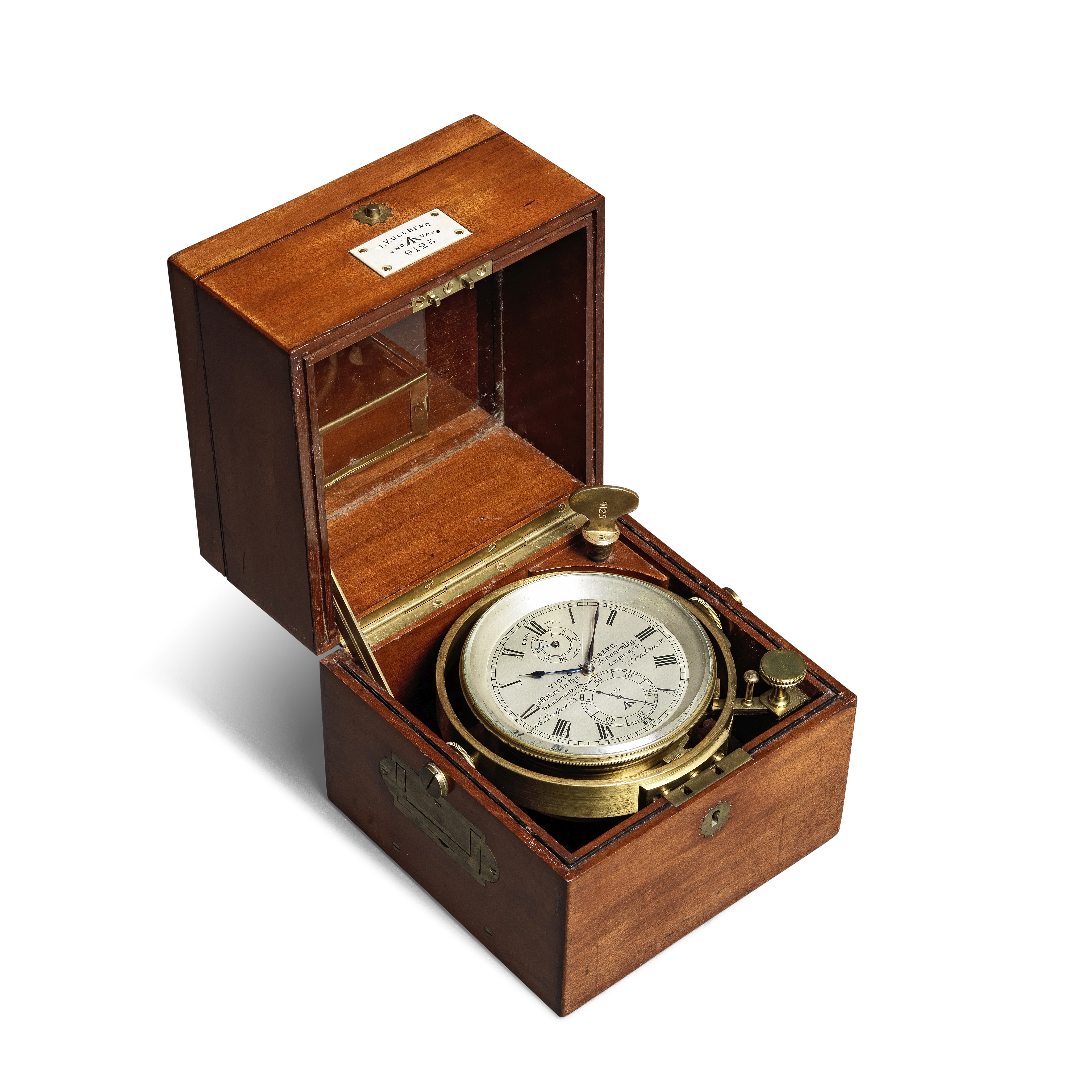 A rare 20th century two-day mahogany marine chronometer with provenance to the survey ship HMS En...