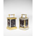 A good late 19th Century French lacquered and silvered brass anglaise riche carriage clock with t...