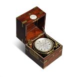 A fine and very rare unique mid-19th century brass-bound mahogany two-day marine chronometer with...
