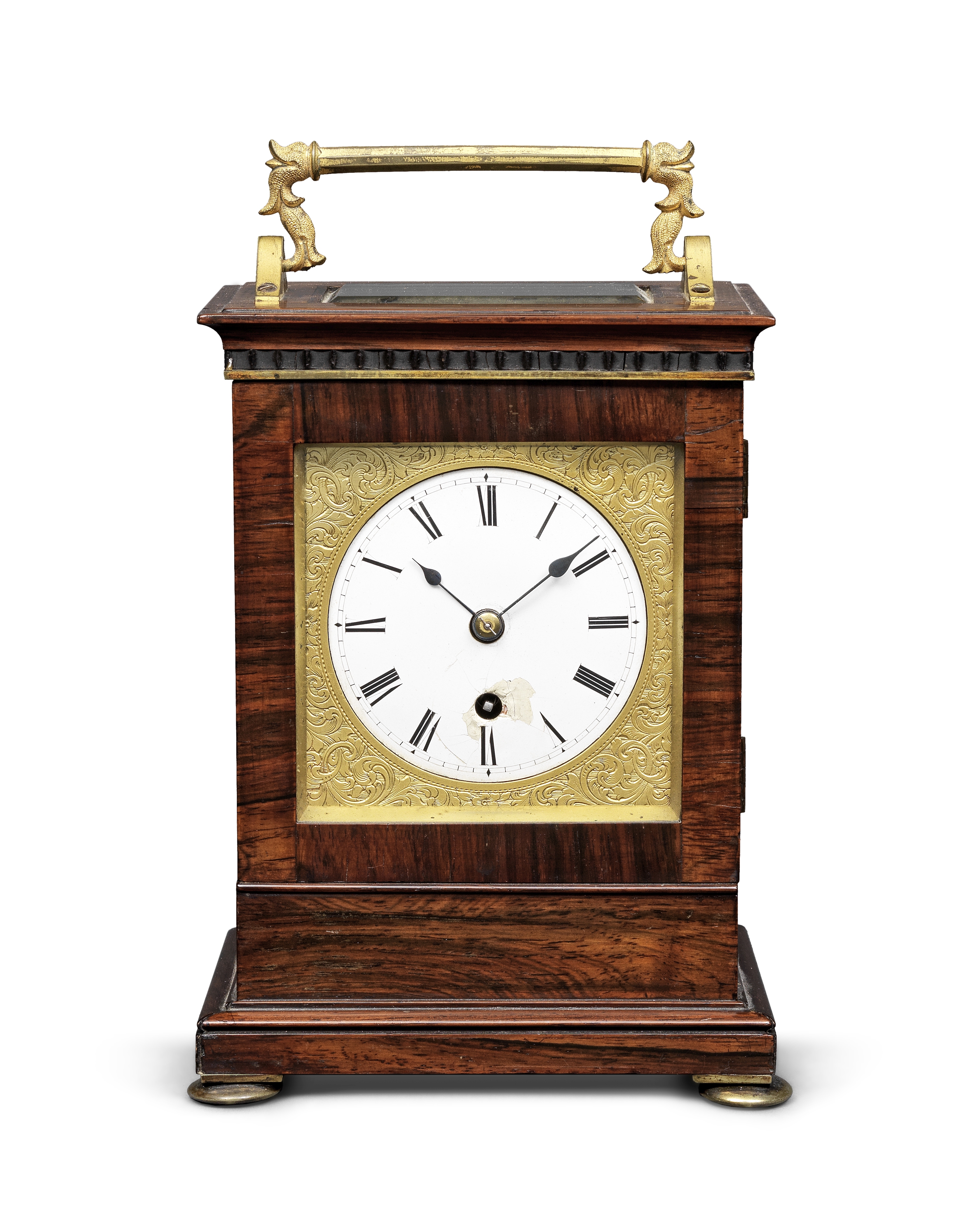 A rare early 19th century rosewood travelling timepiece with detent escapement William Turner, Fe...