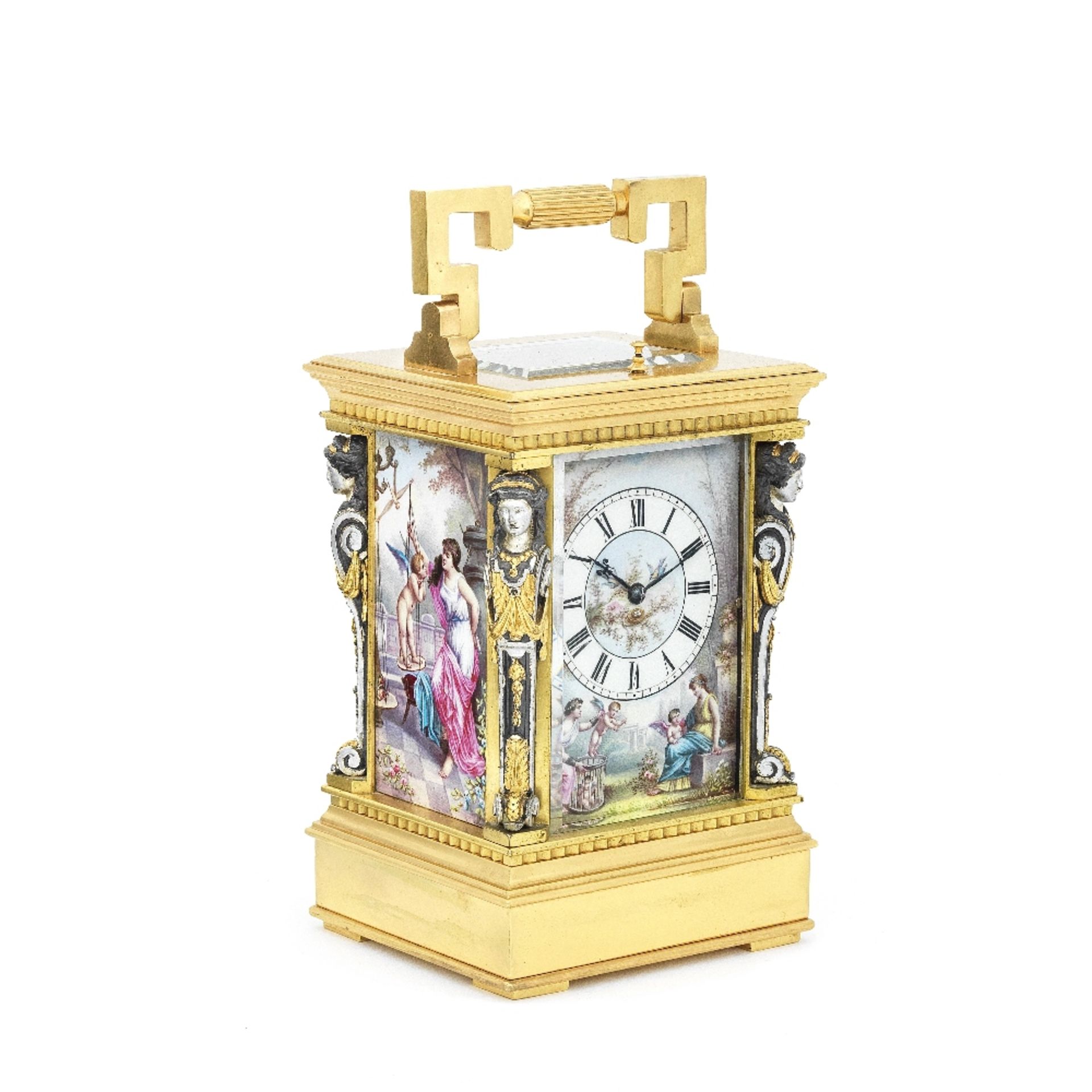 A fine and rare late 19th Century French porcelain-panelled Carriage clock Victor Reclus, Paris - Image 2 of 3