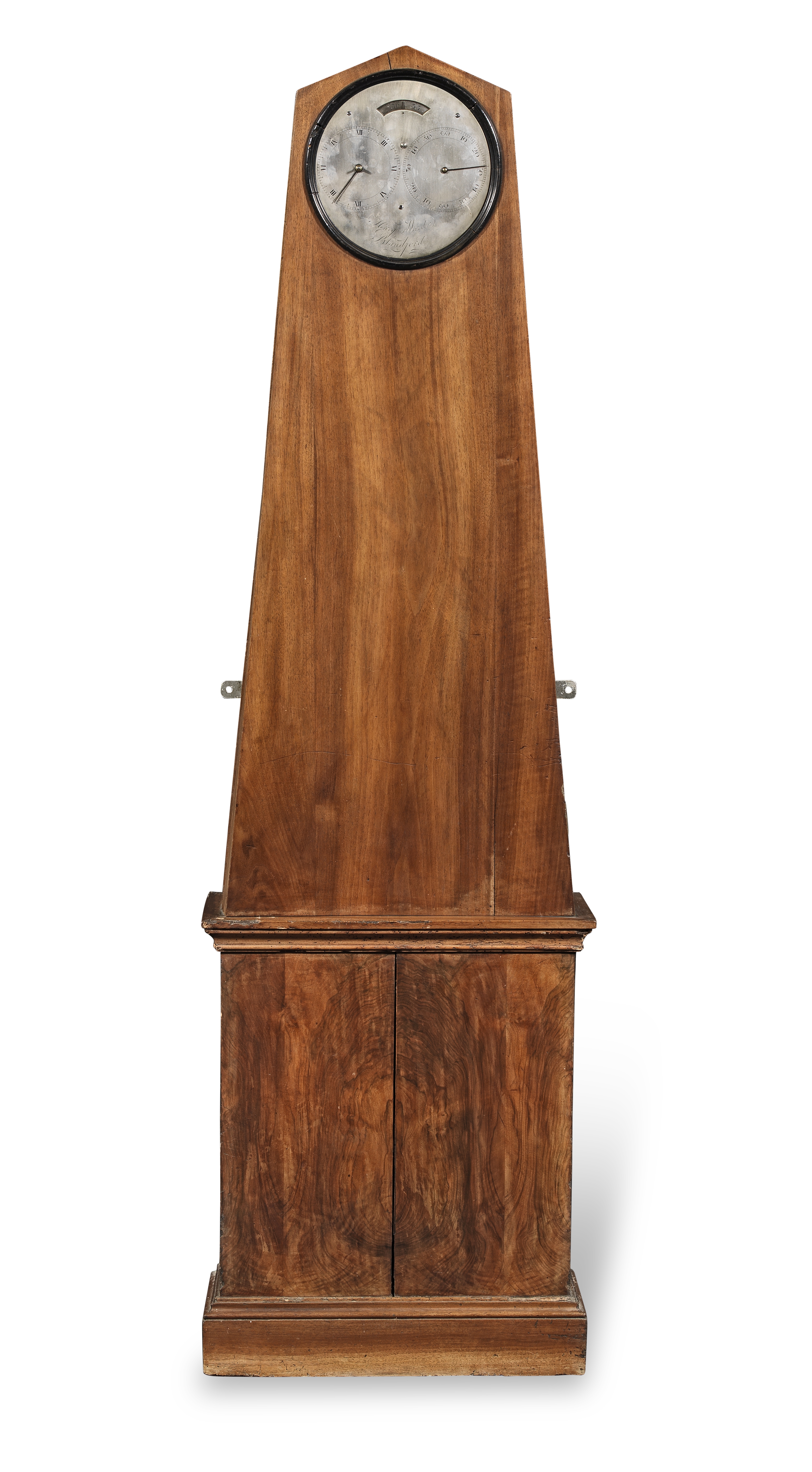 An extremely rare late 18th century weight driven walnut-cased floor standing regulator Henry Wa...