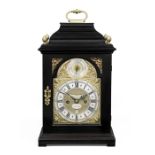 A good early 18th century Ebonised quarter repeating table clock by a Knibb apprentice George We...