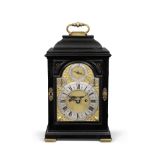 A good first half of the 18th century ebony veneered quarter repeating table clock Quare and Hors...