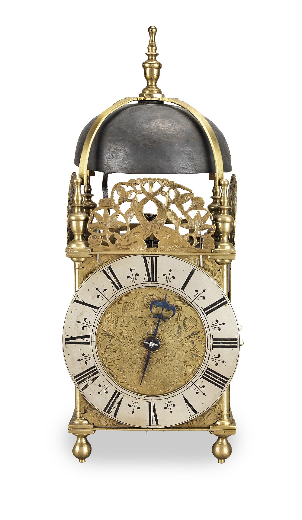 A late 17th century lantern clock in an oak freestanding case William Raynes, York - Image 2 of 2